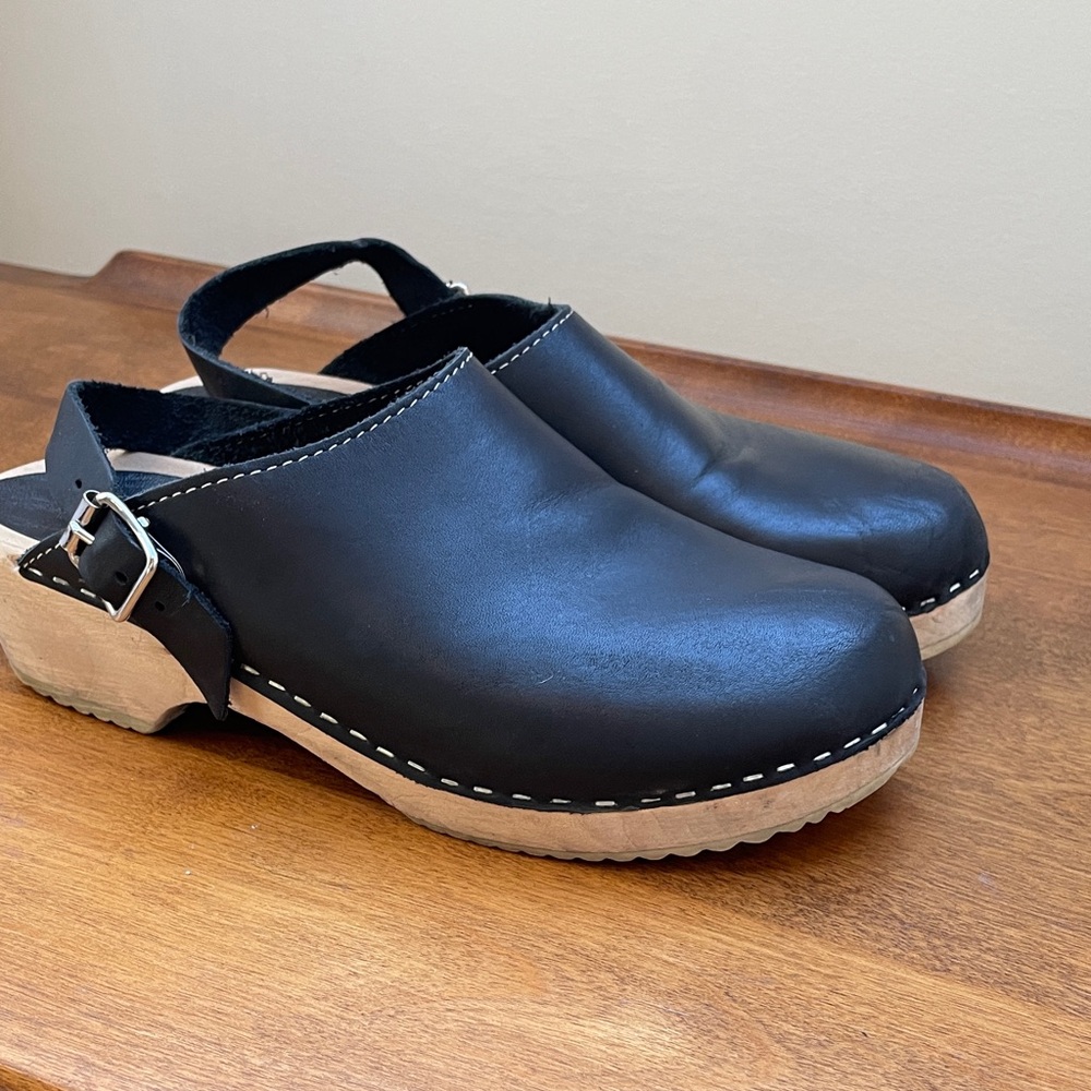 Lotta From Stockholm Black Leather Clogs